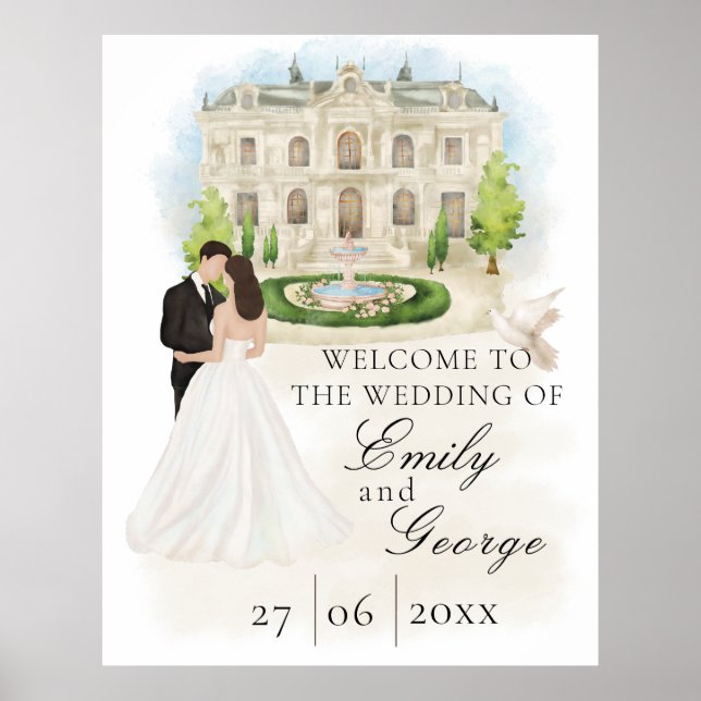 Poster Casamento Elegante com Noiva e Avenida Groom (Frente)