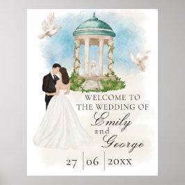 Poster Casamento elegante com noiva e noiva Gazebo