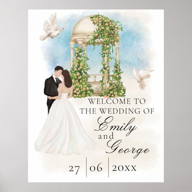 Poster Casamento elegante com noiva e noiva Gazebo (Frente)