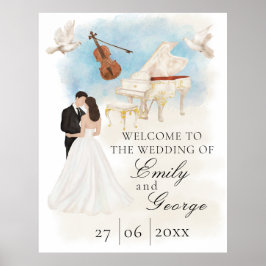 Poster Casamento elegante com noiva e noivo| Piano | Viol