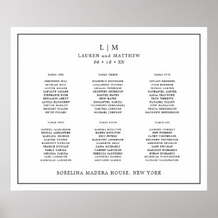 Poster Casamento Elegante Lauren Black and White Monogram