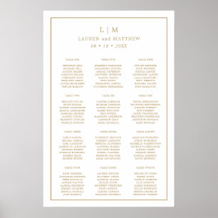 Poster Casamento Elegante Lauren Dourado Monograma
