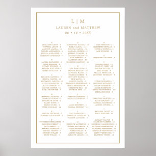 Poster Casamento Elegante Lauren Dourado Monograma