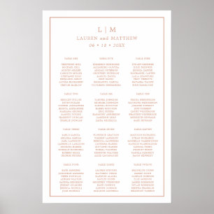 Poster Casamento Elegante Lauren Rosa Dourado Monograma
