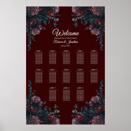 Poster Casamento Elegante Mauve Gothic da Maroon Escuro
