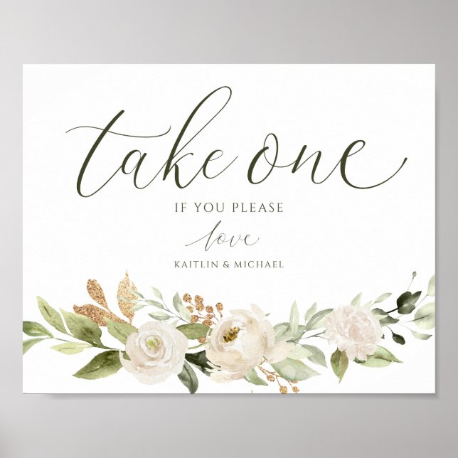 Poster Casamento Elegante Por Favor Tome Um Sinal Branco  (Frente)