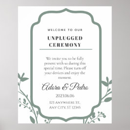 Poster Casamento Elegante Verde e Branco