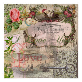 Póster Casamento Elegante Vintage Antigo Casamento Antigo