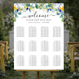 Poster Casamento em aquarela floral elegante em amarelo e