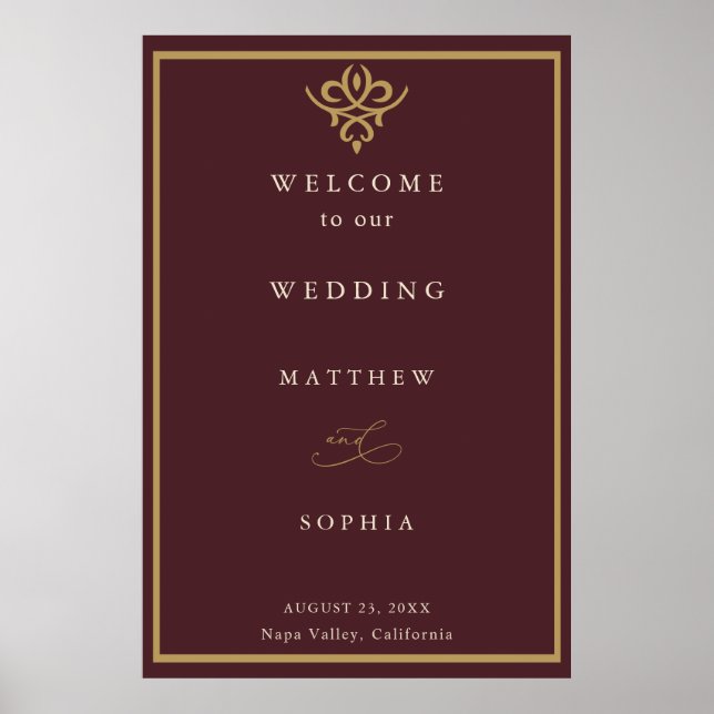 Poster Casamento em Borgonha com Dinheiro Antigo  (Frente)