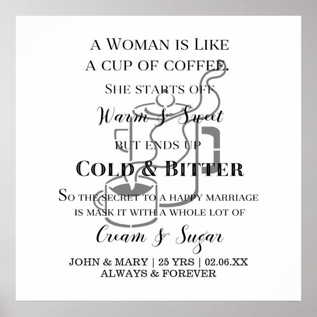 Poster Casamento Engraçado Como Um Aniversário De Café Co (Frente)