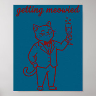 Poster Casamento engraçado de gato meowado noiva noivo lo