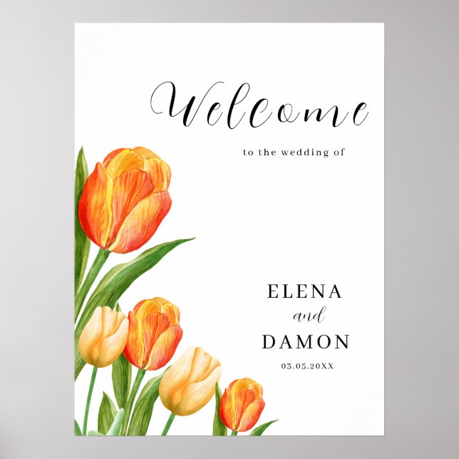 Poster Casamento entre Orange e Cream Tulip (Frente)