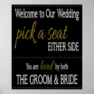 Poster Casamento - Escolha um assento, de ambos os lados.