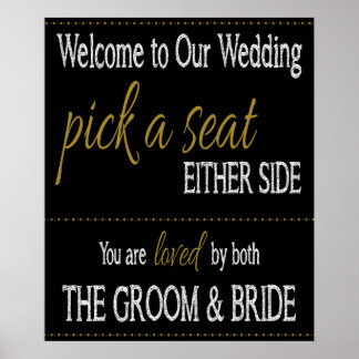 Poster Casamento - Escolha um assento, de ambos os lados.