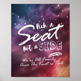 Poster Casamento Escolha um Assento Não um Lado Estrelas 