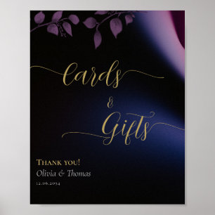 Poster Casamento Eucalipto preto Elegante, preto-escuro
