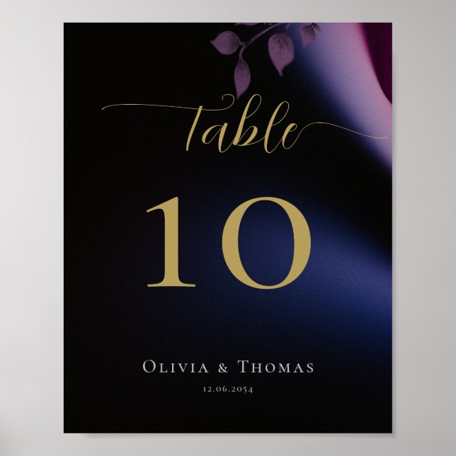 Poster Casamento Eucalipto Púrpura Negra Escura Simples (Frente)