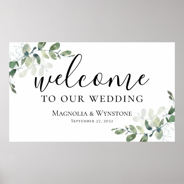 Poster Casamento Eucalyptus Greenery Boas-vindas (Frente)