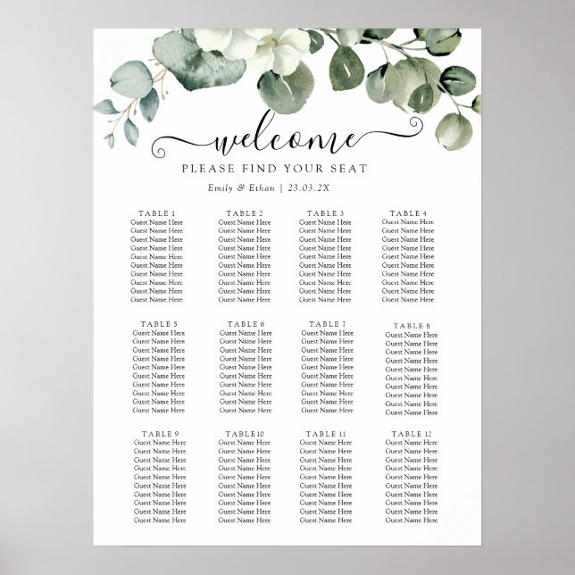 Poster Casamento Eucalyptus Rustic Greenery (Frente)