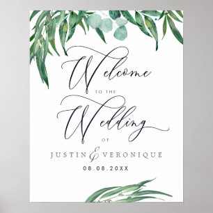 Poster Casamento Eucalyptus Rustic Watercolor Greenery