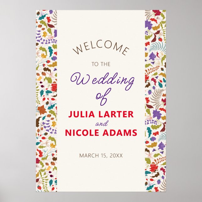 Poster Casamento Exótico de Jardins de Flores Selvagens d (Frente)