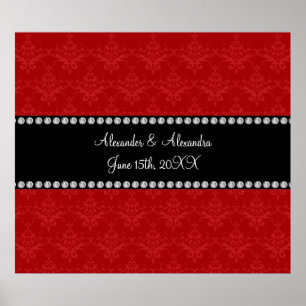 Póster Casamento favorece damasco vermelho