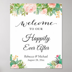Poster Casamento Feliz De Todos Após O Suculento Cactus F
