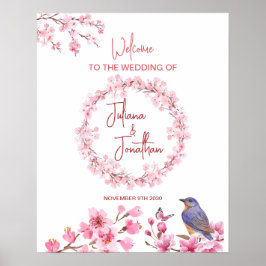 Poster Casamento feminino das flores cor-de-água cor-de-r