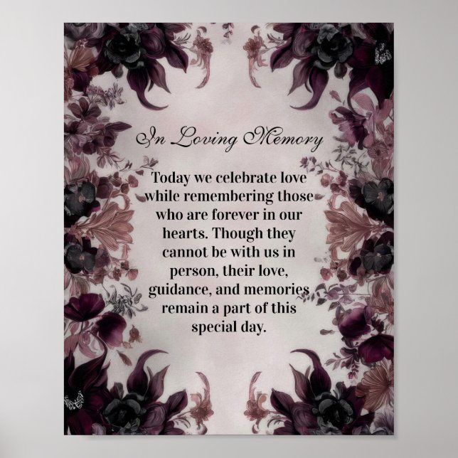 Poster Casamento Flor de Púrpura Gótica (Frente)