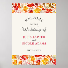 Poster Casamento Florais Hibiscus Tropical Laranja Queima