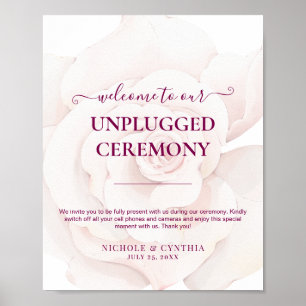 Poster Casamento Floral Aquarela Rosa Bege Elegante