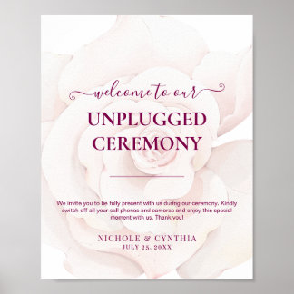 Poster Casamento Floral Aquarela Rosa Bege Elegante
