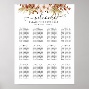Poster Casamento floral Bohemian Chic Terra Cotta