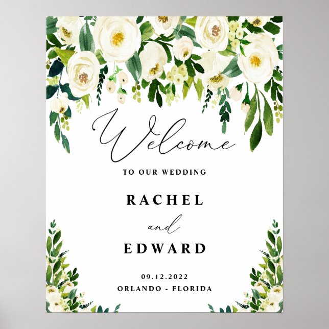 Poster Casamento Floral Branco (Frente)