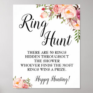 Poster Casamento floral cor-de-rosa Chá de panela de caça