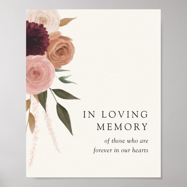 Poster Casamento Floral De Ameaça No Sinal De Memória (Frente)