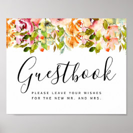 Poster Casamento Floral de Aquarela de Jardim de Verão