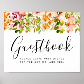 Poster Casamento Floral de Aquarela de Jardim de Verão