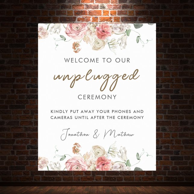 Poster Casamento Floral de Aquarela de Jardim de Verão (Summer Garden Watercolour Floral Wedding Poster
)