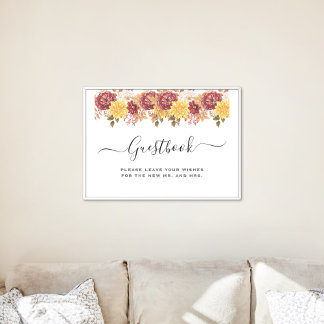 Poster Casamento Floral de Aquarela de outono Elegante