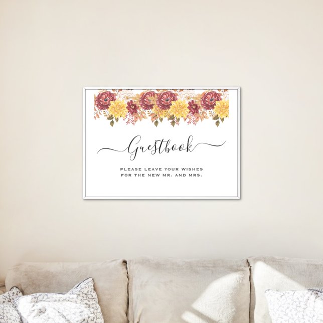Poster Casamento Floral de Aquarela de outono Elegante (Elegant Autumn Watercolor Floral Wedding Party Supplies)