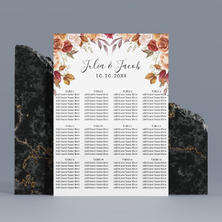 Poster Casamento Floral de Aquarela de outono Elegante