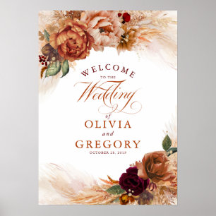 Poster Casamento Floral de Cobre de Pampas Grass