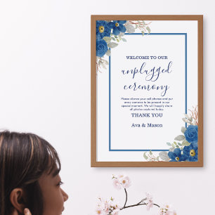 Poster Casamento floral de cor azul-víbora