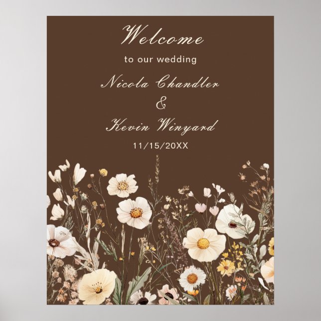 Poster Casamento Floral de Flores de Flor de outono (Frente)