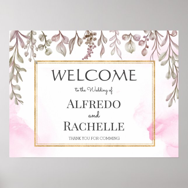 Poster Casamento Floral de Jardim de Verão (Frente)