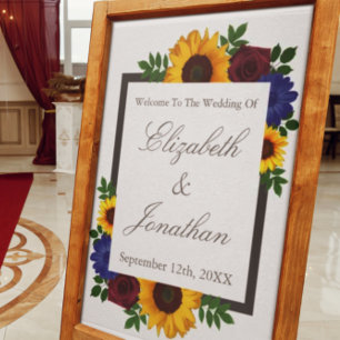 Poster Casamento Floral de Rosa de Sunflower