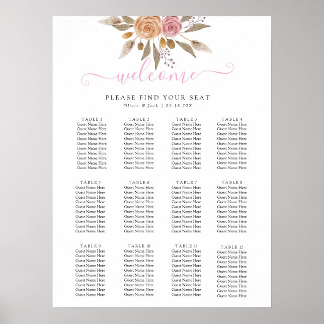 Poster Casamento Floral Elegante (Frente)
