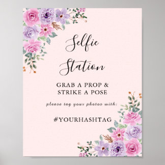 Poster Casamento Floral em Aquarela Rosa Elegante